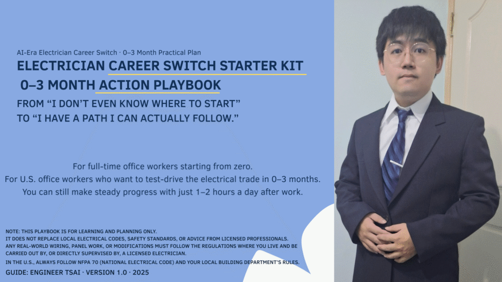 Electrician Career Switch Starter Kit – 30-day practice calendar and learning journal in use