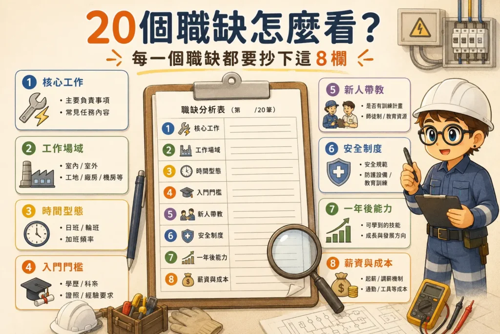 零基礎進電工前分析20個真實職缺的欄位