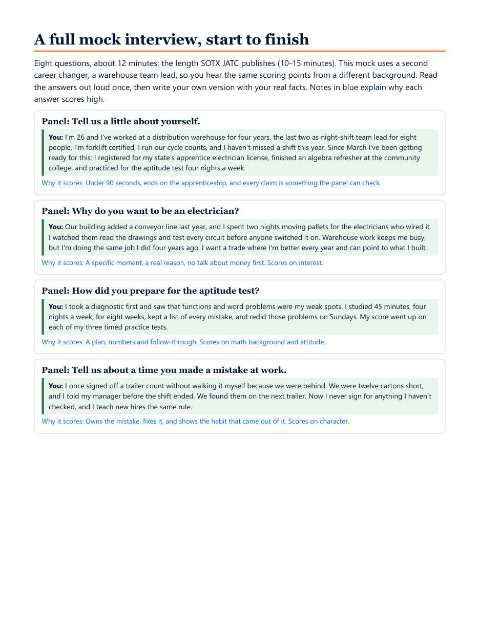 Sample page 3 from the Electrical Apprenticeship Aptitude & Interview Kit