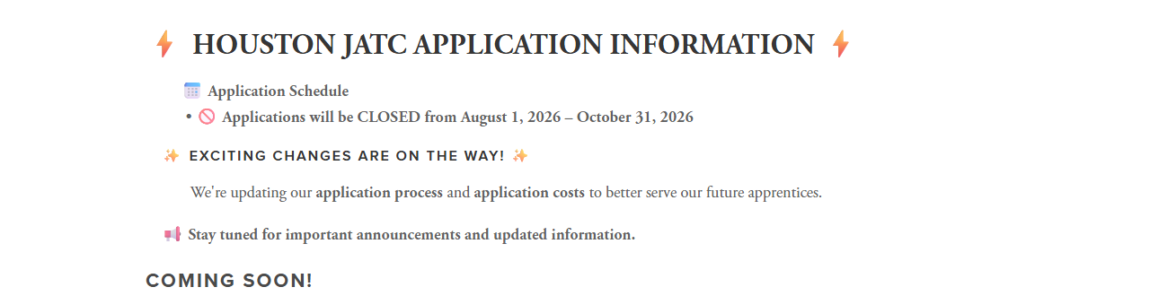 Houston JATC application closure notice