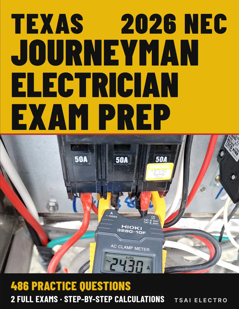 Front cover of Texas Journeyman Electrician Exam Prep 2026 NEC by Tsai Electro